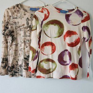 Bundle 2 Simply Vera long sleeve patterned tops